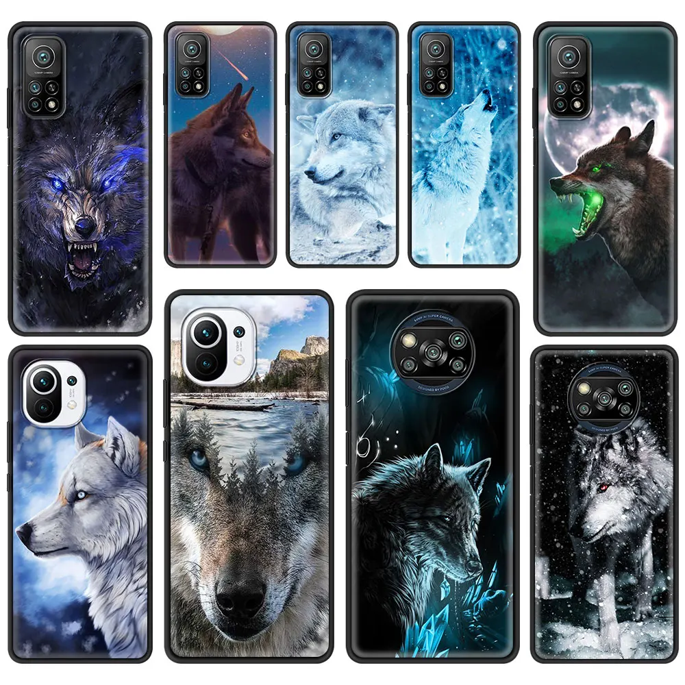 

Silione Soft Coque Cover for Xiaomi Mi Poco X3 NFC F3 M3 10T 9T 11 11i Ultra Lite Note 10 Pro 10S 5G Phone Case Wolf