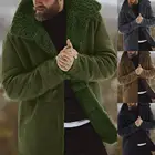Мужское зимнее плотное теплое пальто, однотонные повседневные мужские зимние свободные куртки средней длины на Подкладке из Овчины, мужская одежда