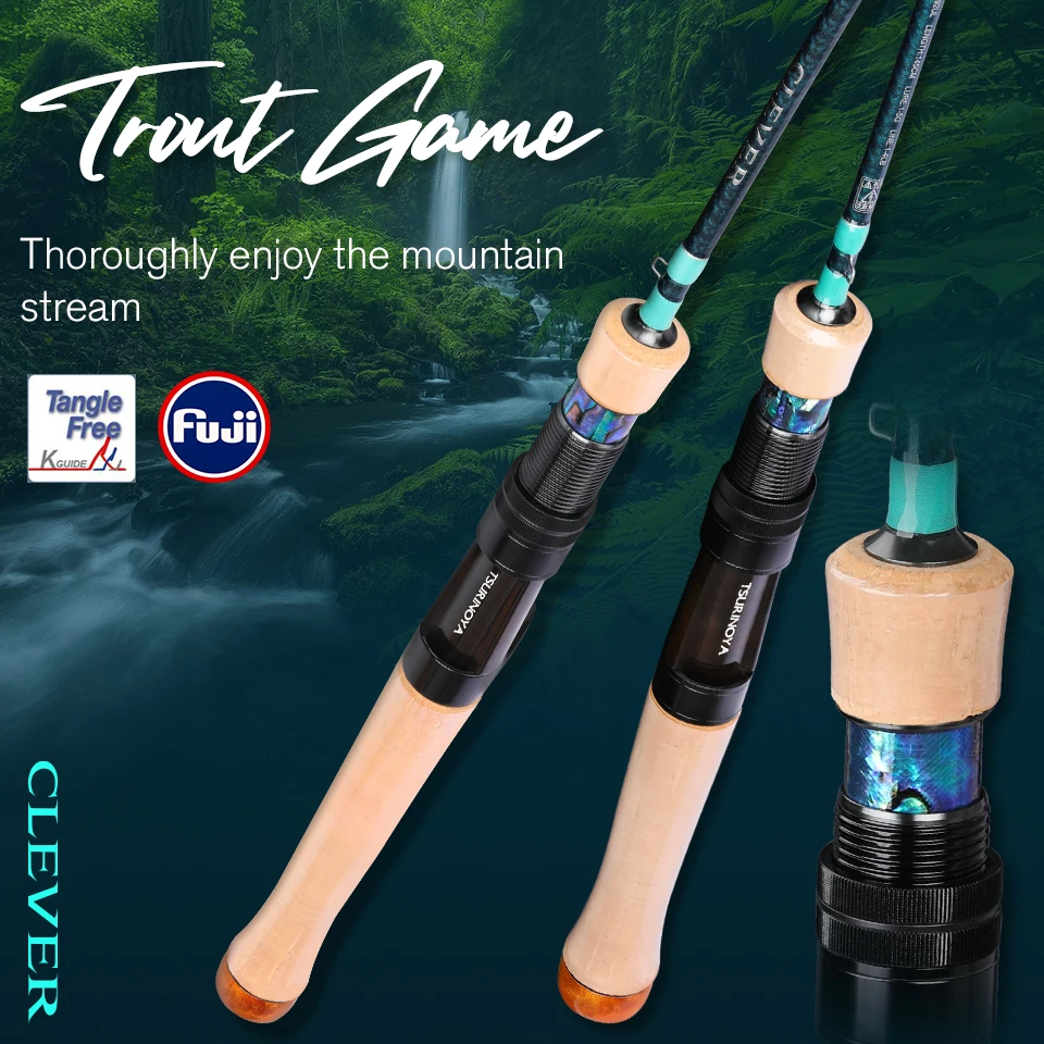 

New TSURINOYA CLEVER Trout Game Spinning Casting Fishing Rod 1.45m 1.57m 1.60m 1.85m UL L Power FUJI Parts MF Action Stream Rods