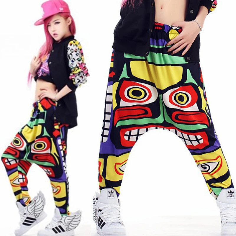 Костюм в стиле хип хоп для взрослых милые свободные шаровары с узором одежда