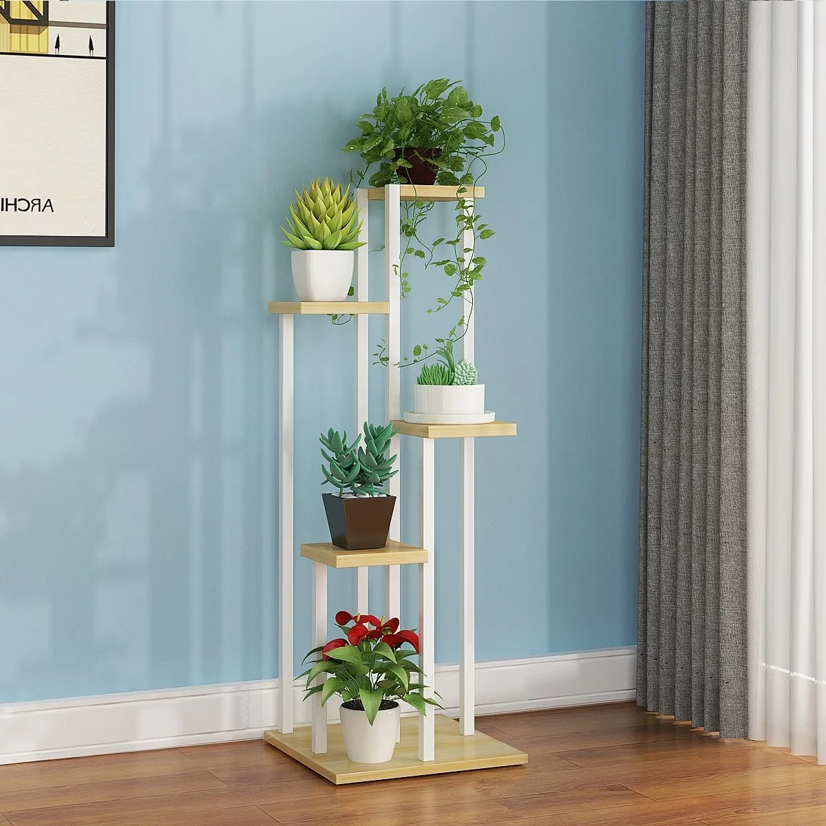 

Living room bedroom flower stand narrow wrought iron multifunctional green succulent succulent hanging orchid shelf indoor speci