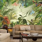 Настенные фрески с изображением джунглей, дерева, животных, 3D европейский стиль, винтажная ручная роспись, тропические листья, обои в рулонах для гостиной, телевизора