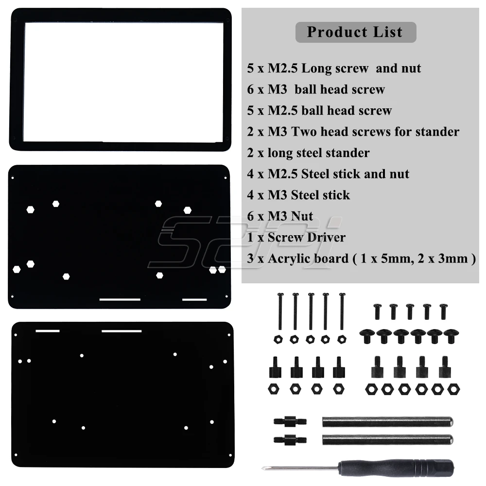 52Pi черный акриловый кронштейн/чехол/держатель/Поддержка 7 дюймов 1024*600 дисплей