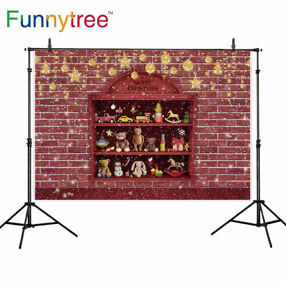 Фон для фотосъемки Funnytree Рождественский фон Зимний снег красный кирпич дерево