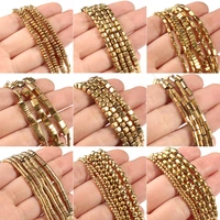 aaa color retention gold plated hematite beads natural stone round cube spacer loose beads for jewelry making diy bracelet 15