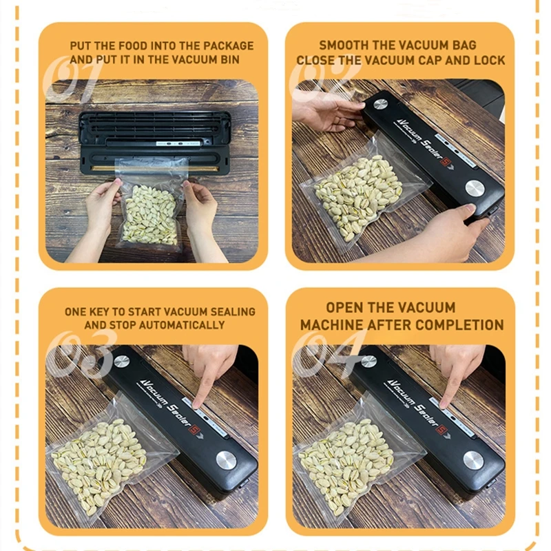 

Household Food Vacuum Sealer Packaging Machine Home Kitchen Vacuum Food Sealing Machine For Food Storage Including 10pcs Bags