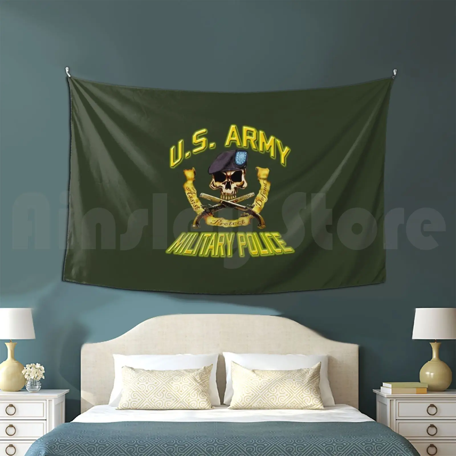 Mp череп с перекрестными пистолетами гобеленовый фон настенный военный полиция Pm
