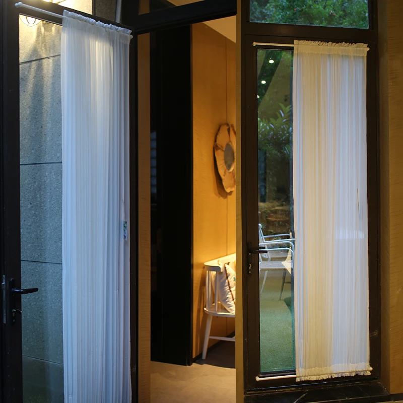 Белая кружевная кофейная сетка пряжа вверх и вниз фиксированная занавеска для