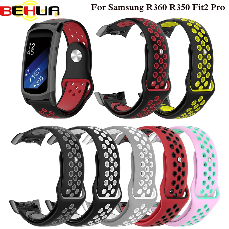 Двухцветный силиконовый ремешок для Samsung Gear Fit 2 Fit2 Pro спортивный сменный Браслет SM