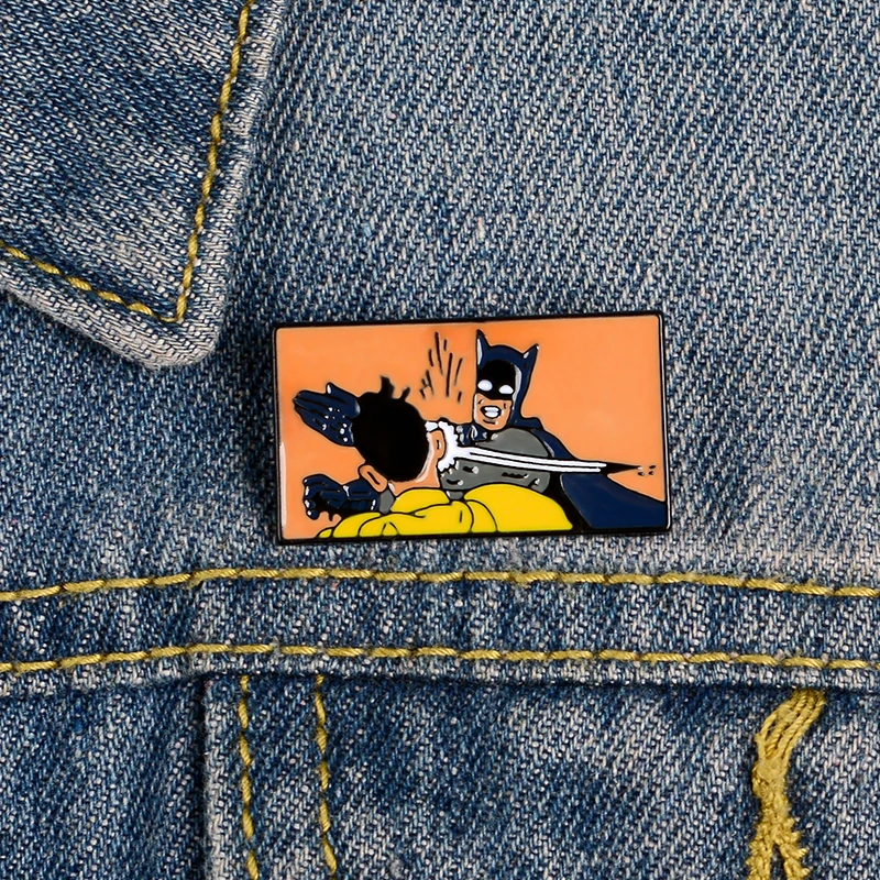 

Bat Beats the Villains Pins Movie Comics Lapel Enamel Pins Fashion Brooches Badges Clothes Bag Pins Jewelry Gifts For Friends
