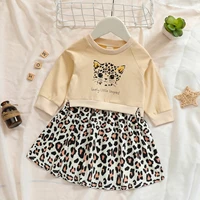 0 3y autumn lovely baby girls dress cartoon animal printed leopard patchwork a line knee length dress 2021 new