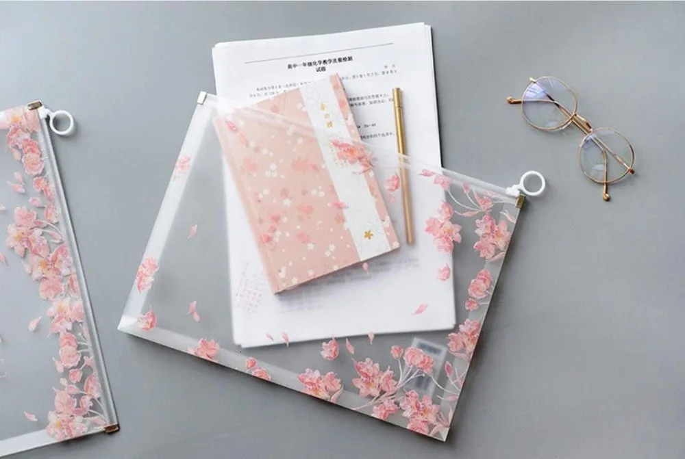 "Miss Sakura" Упаковка из 4 файлов Большая пластиковая папка для документов канцелярская сумка органайзер школьная большая карманная сумка