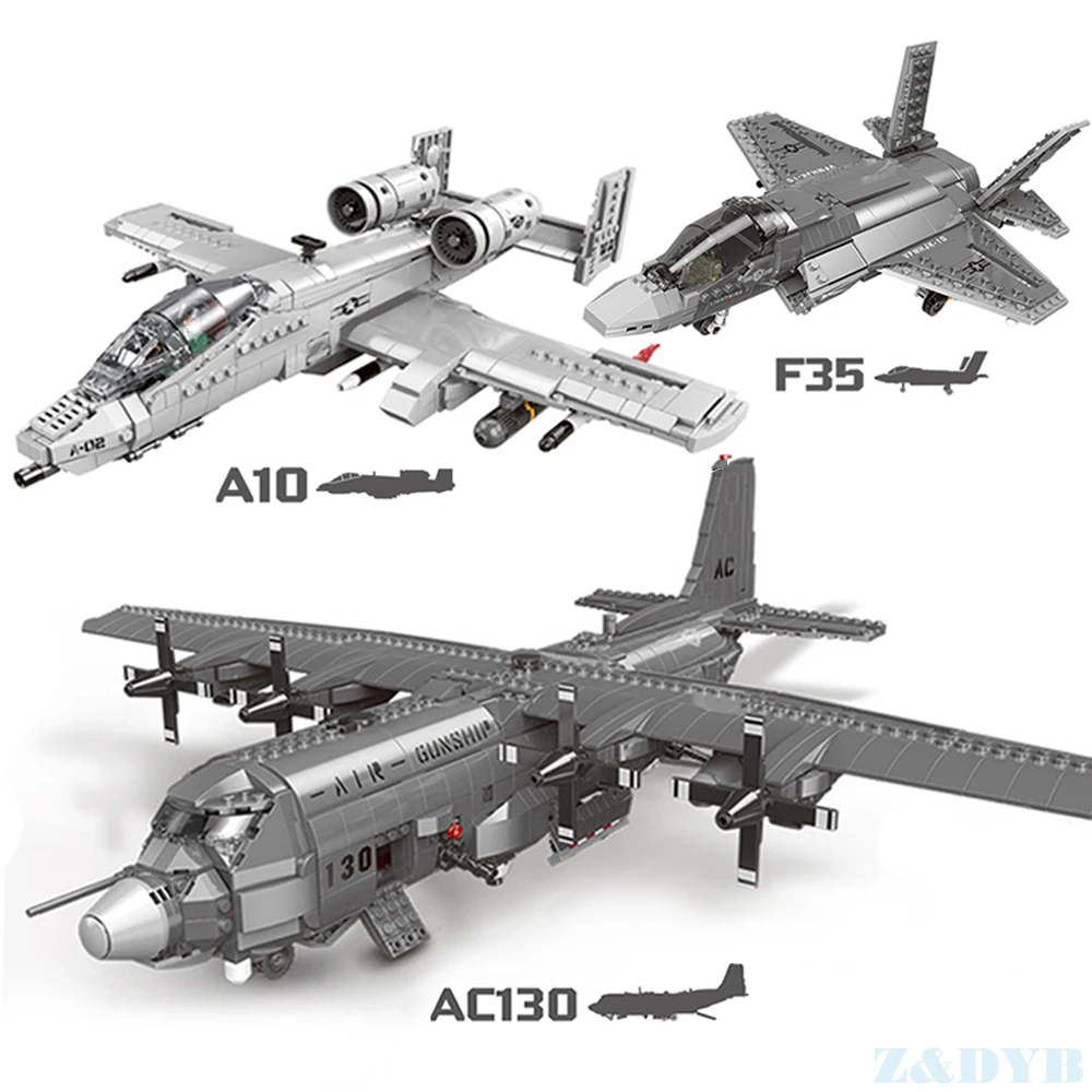 1713 шт армии США A10 атака F35 боец AC130 самолет военный Блокировка Модель