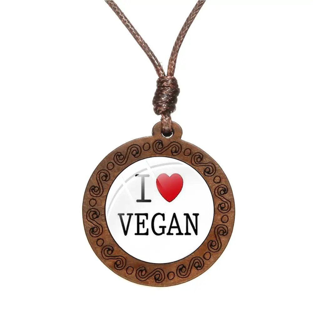 Азиатских веганских материалов Здоровое питание Деревянный ожерелье с надписью