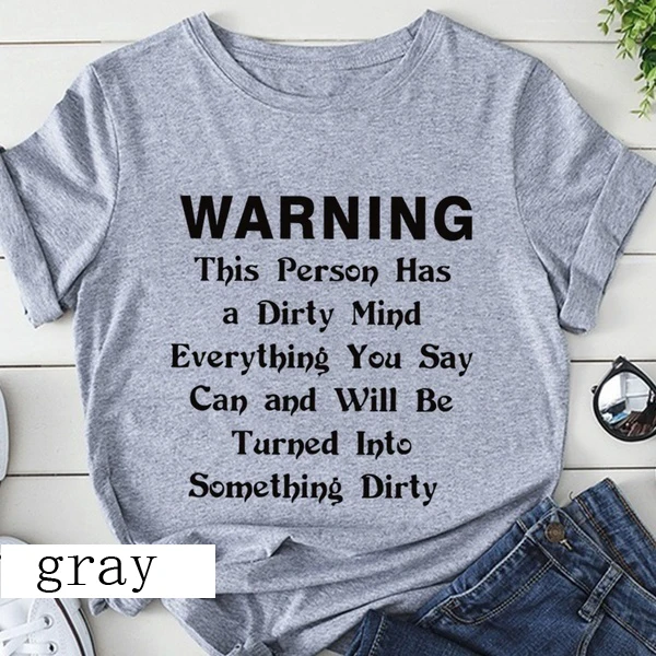 

Warning Funny Tee Shirt for Girls, Cute Shirts with Cool Saying Short Sleeve t Shirt for Spring Summer and Fall tees tops-M990