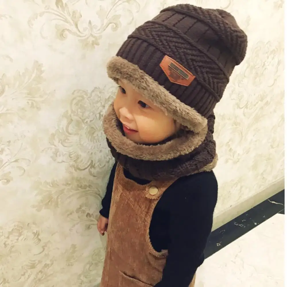 Зимняя детская шапка Детский комплект из шарфа детский вязаный крючком теплый