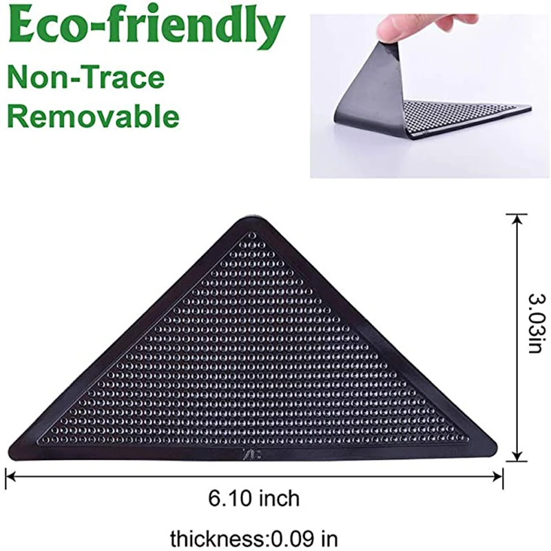 

4/8Pcs Home Floor Carpet Mat Grippers Non-Slip Rug Rubber Pad Triangle Fixed Sticker Reusable Washable Silicone Grip Sticker Pad