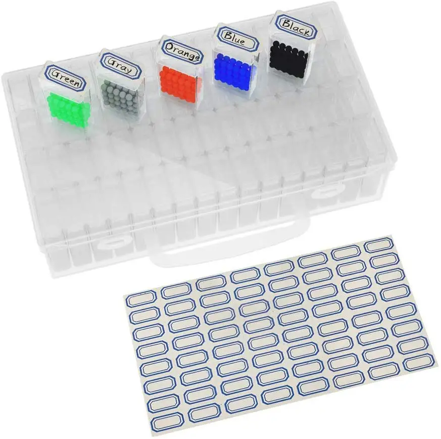 

64 PCS Diamond Painting Tools Beads Container Rhinestone Diamond Embroidery Stone Storage Accessory Mosaic Convenience Box