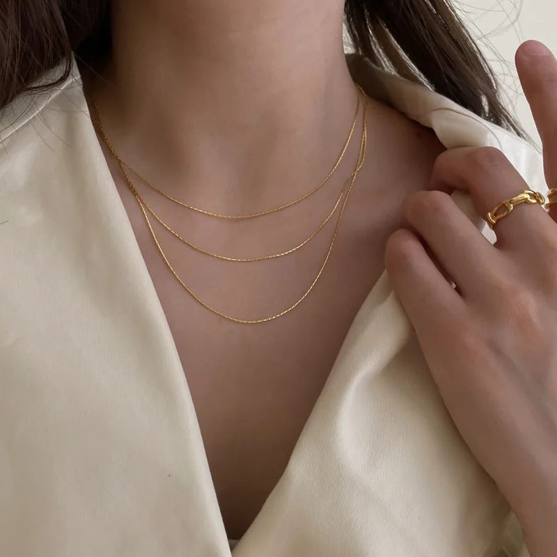 

High Grade Korean 14k Plated jewelry for ladies Multi Layers Thin Chain Chocker Necklace for Women Beautiful Gift Christmas