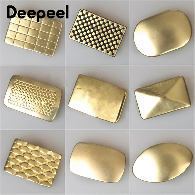 Deepeel 1 шт. 3 5/4 см латунная пряжка для ремня узор в сетку Золотая медь металлическая