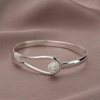 adjustable 925 sterling silver flower charm bracelet bangle for women fashion elegant wedding party jewelry %d0%b1%d1%80%d0%b0%d1%81%d0%bb%d0%b5%d1%82