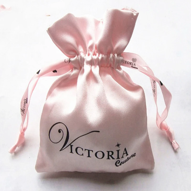 Атласная сумка на шнурке с логотипом заказ дорожные подарочные пакеты для