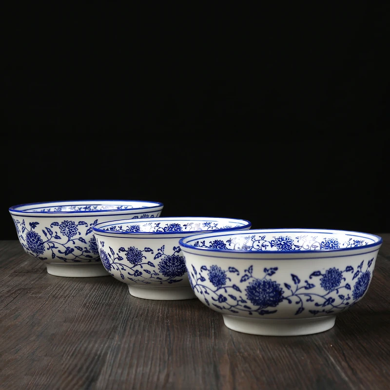 Синяя и белая фарфоровая миска для говядины Ramen ресторанная посуда отелей миски