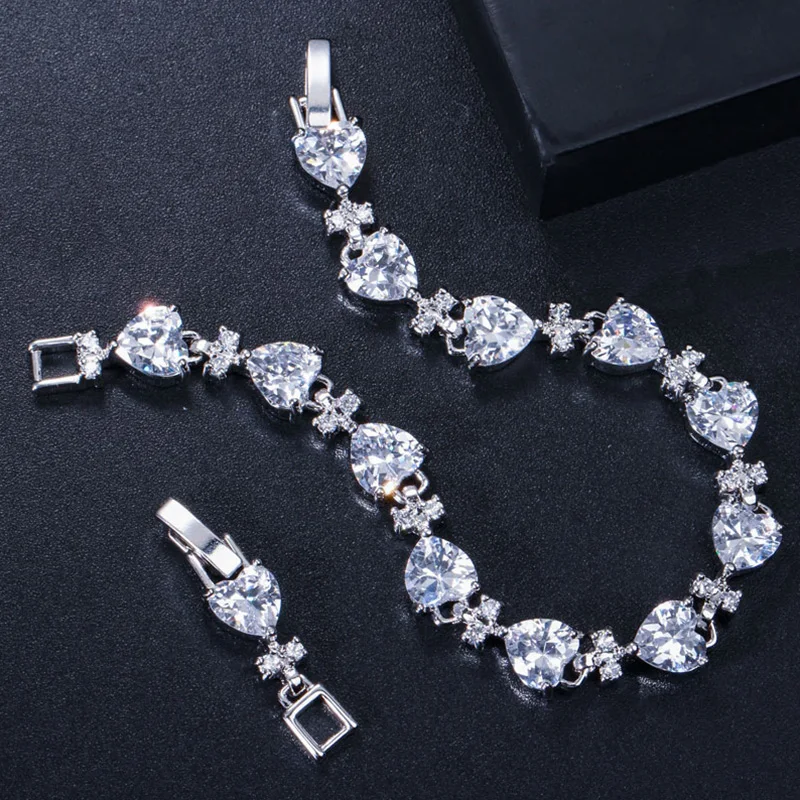 Женский браслет с фианитом в форме сердца|party bracelet|bracelet braceletsterling silver jewelry |