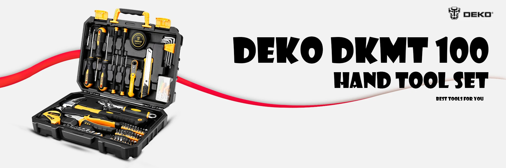 DEKO DKMT100 торцевой ключ набор инструментов авторемонт смешанный инструмент, комбинация, упаковка набор ручных инструментов с пластиковым ящиком для инструментов чехол для хранения