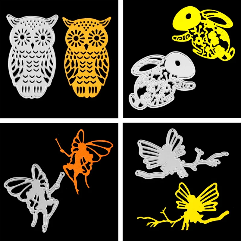 Вырубные штампы с кроликом/совой для скрапбукинга декоративное тиснение