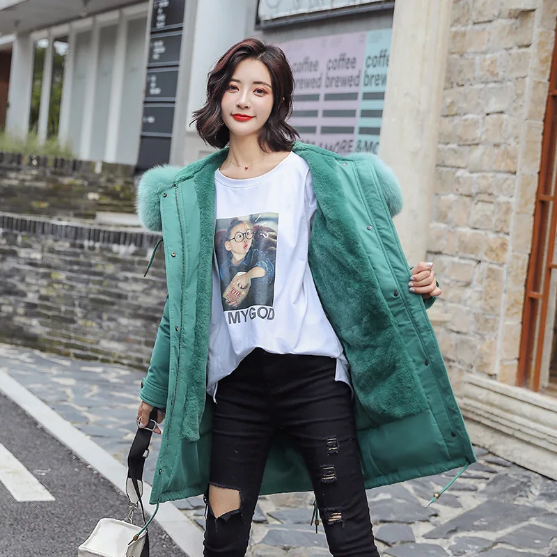 Утепленные зимние парки для женщин искусственный мех с капюшоном стандартное