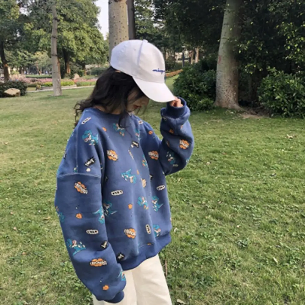 

Hoodies Women Winter Korean Sweatshirts Sudadera Pullovers Thick Fake Sweater Plus Size Velvet Thickening Student Loose Hooded