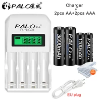 palo lcd battery charger for 1 2v ni cd ni mh aa aaa rechargeable battery with 2pcs aa aaa rechargeable battery aaa batteries