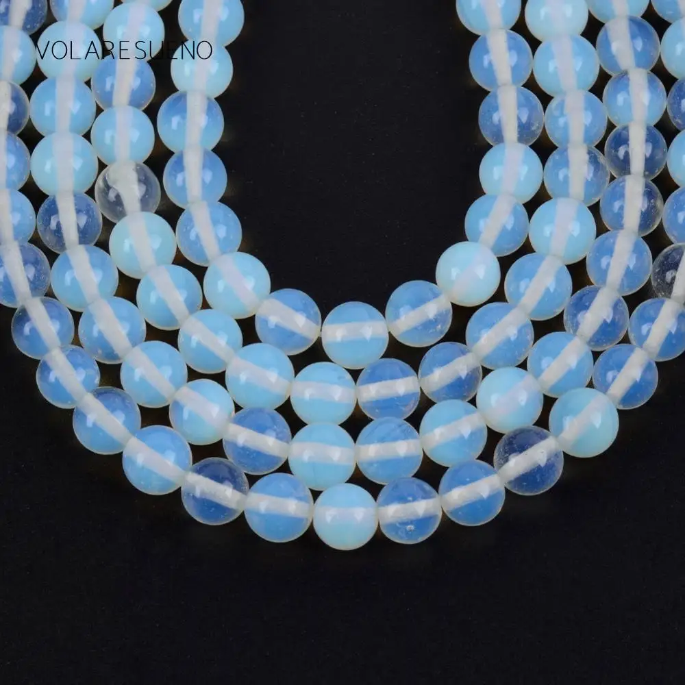 Круглые бусины из натурального белого опала незакрепленные для изготовления