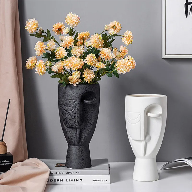 

BAO GUANG TA Light Luxury Creative Vase Decoration Living Room Ceramic Flower Arrangement Face Artist Home Decor A2147