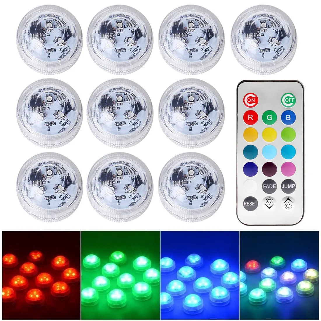 

Водонепроницаемый RGB погружной 3 светодиода/13 светодиодов подводный Ночной светильник, чайный светильник для ВАЗ/мисок/аквариума/свадьбы, п...