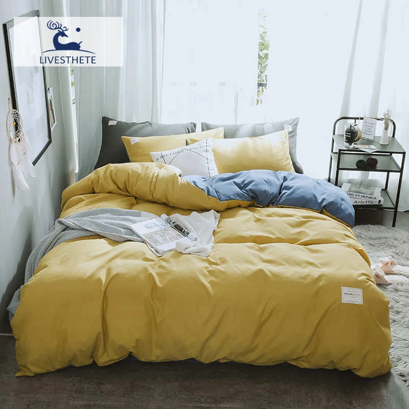 Роскошный комплект постельного белья Liv Esthete желтого и синего цвета мягкий