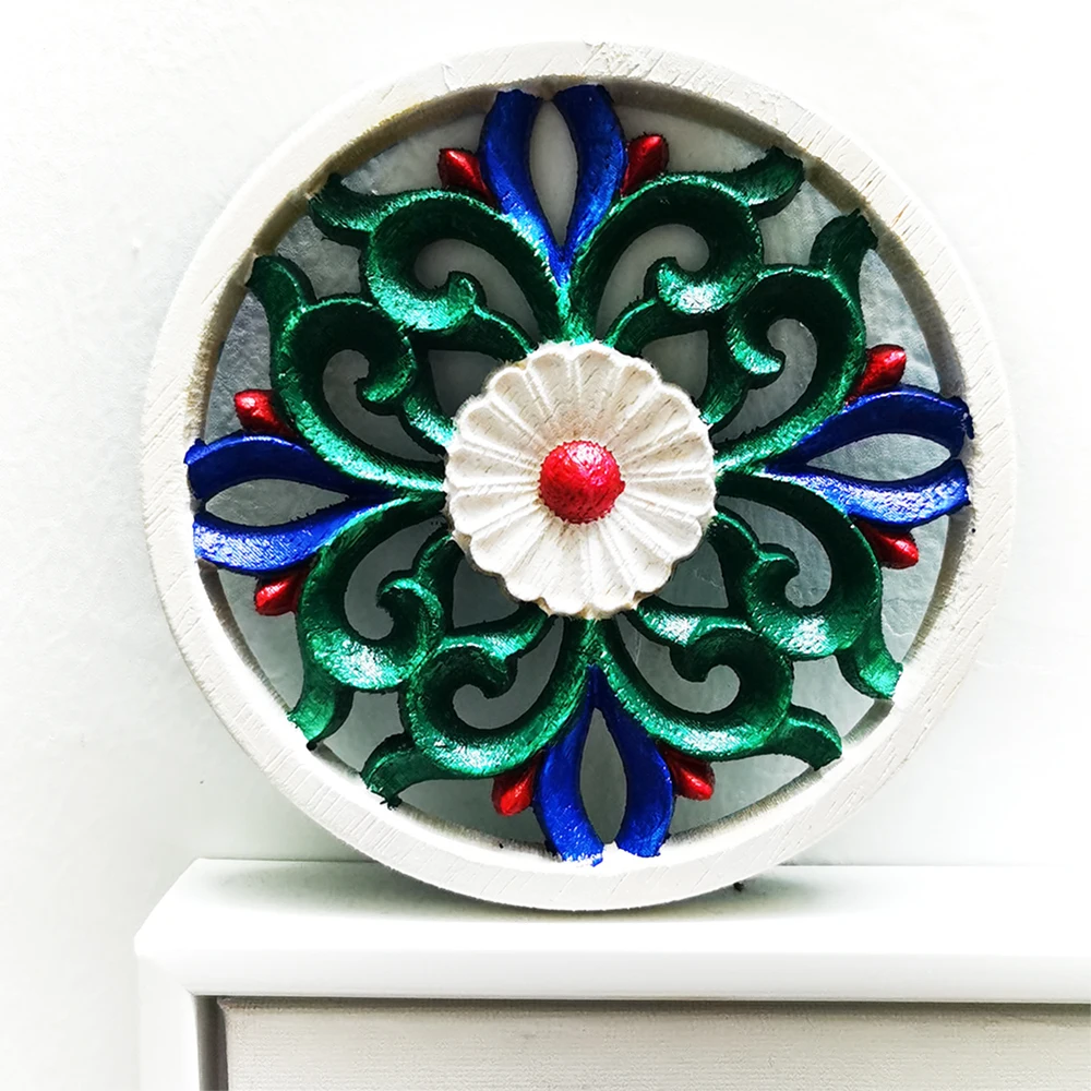 

DIY Adult Colouring Flower Carved Unpainted Wooden Applique Figurines Wood Carve Painting Room Wall Art Home Decoration