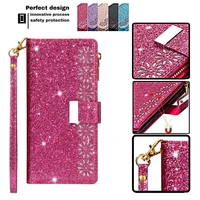 luxury bling glitter case for samsung galaxy s21 s20 fe s10e s10 5g s9 s8 s7 s6 edge note 20 10 lite zipper multi function cover