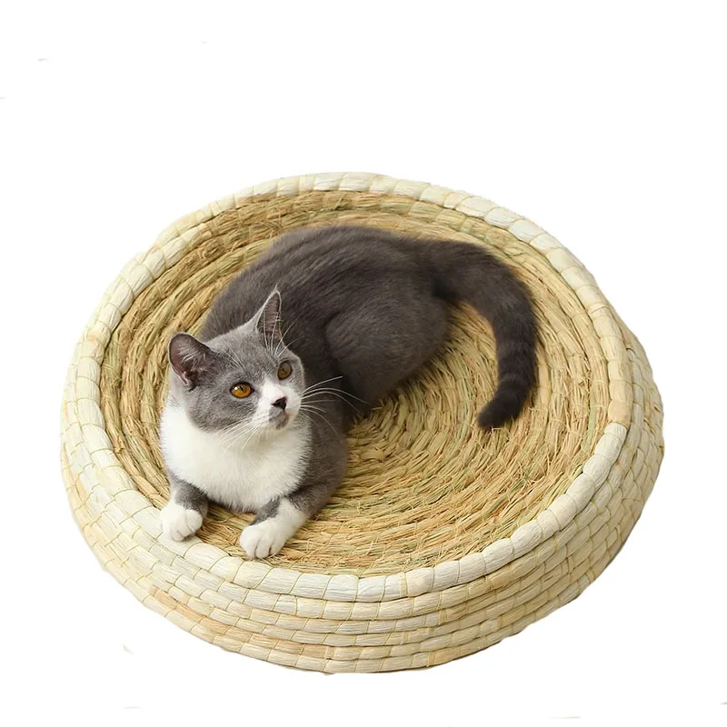 

Соломенная плетеная кровать для кошек Four Seasons, дышащая Когтеточка для кошек, корзина для кошек, аксессуары для домашних животных