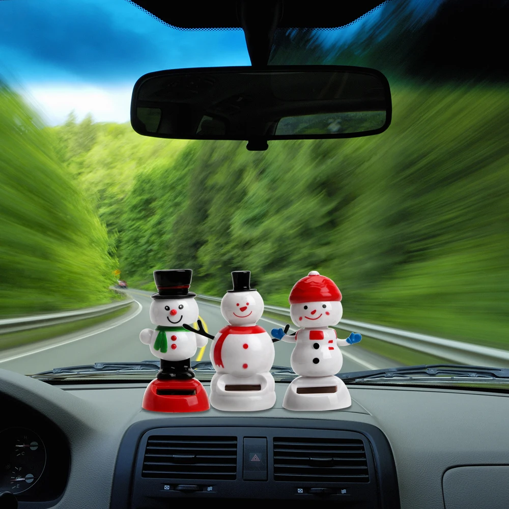 

Car Ornament Solar Powered Dancing Toy Christmas Snowman Dashboard Decoration Cute Swinging Bobble Doll Interior Accessories