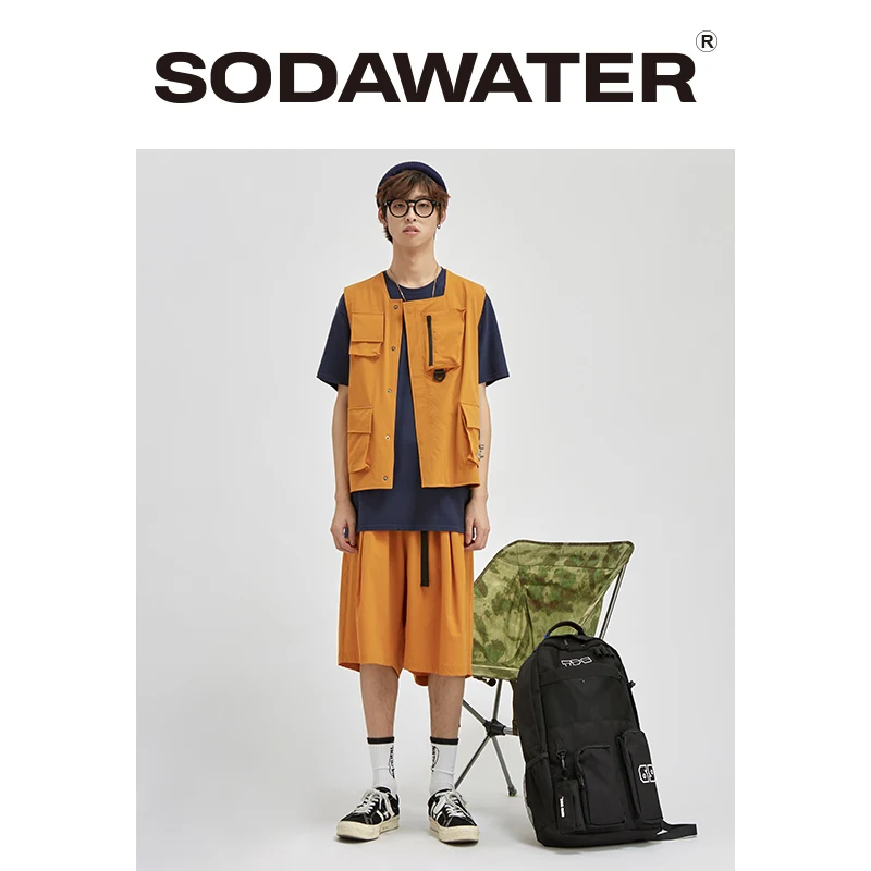 Мужской уличный трикотаж SODAWATER свободные шорты с карманами эластичной талией