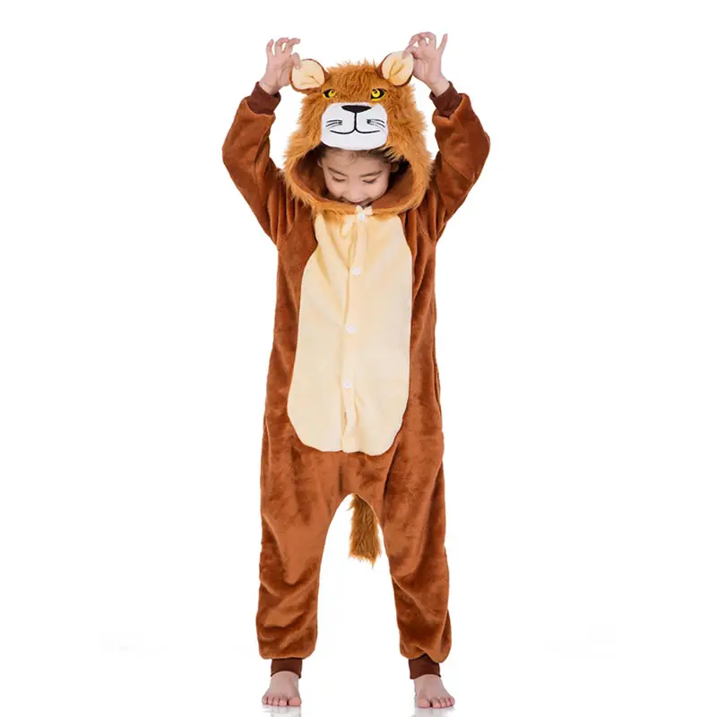 

2021 Flannel Children Pajamas Set Winter Hooded Animal Unicorn Tiger Fox Kids Pijama For Boys Girls Sleepwear Onesies kigurumi
