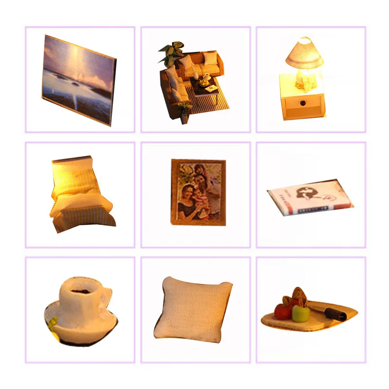 Простой и элегантный Кукольный дом деревянная мебель Diy Дом миниатюрная сборка 3D