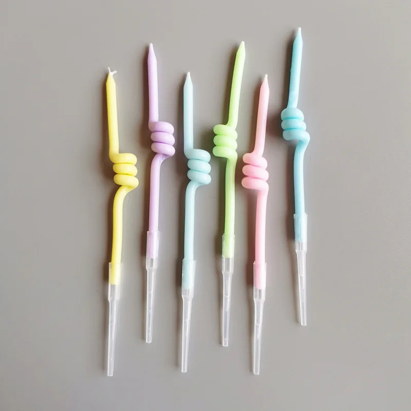 Свечи для торта на день рождения изогнутые радужные украшение С Днем Рождения -