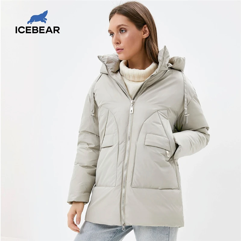 ICEbear 2020 модная зимняя женская куртка одежда с капюшоном женские парки брендовая