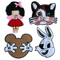 cartoon decorative patch mouse rabbit girl cat icon embroidered applique patches for diy iron on badges on clothesbackpack
