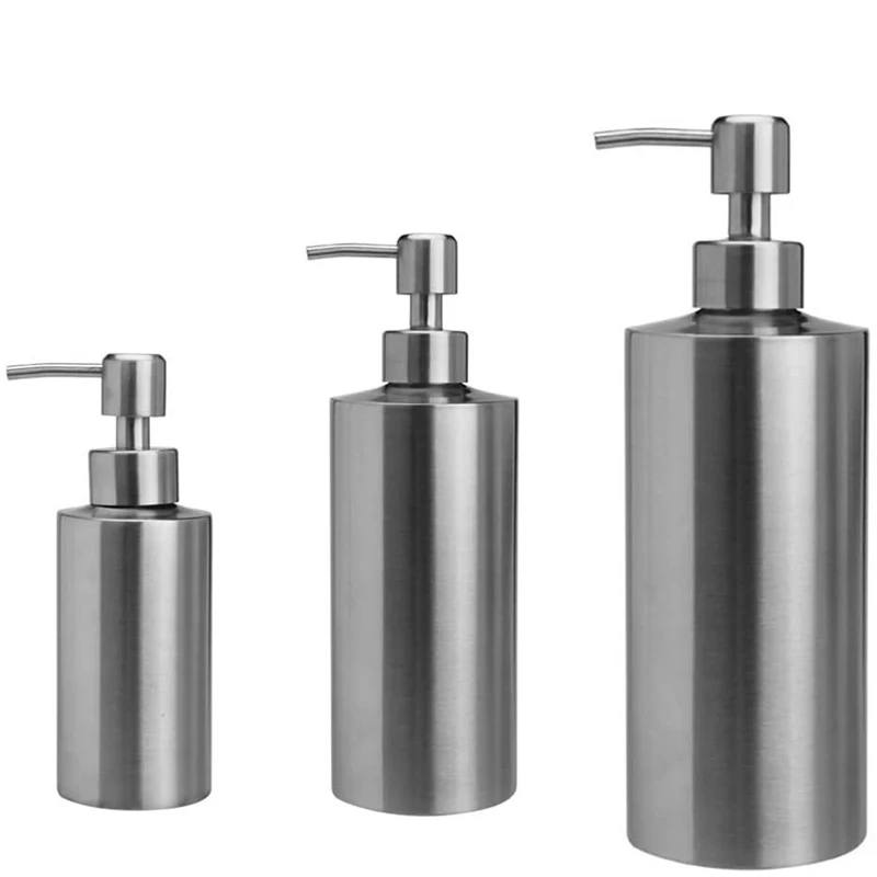 

Liquid Soap Dispenser Bottle 304 Stainless Steel Kitchen Bathroom Detergent Lotion Pump Bottle Round Shampoo Foam Dispensers