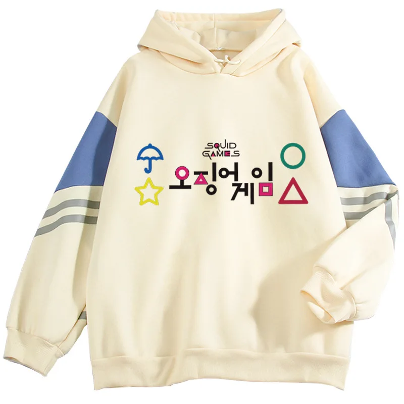 

2021 Squid Game Kpop Korean Men/Women Hoodie Long Sleeve Casual Trend Loose Contrasting Color Sweatshirt Harajuku Oversize Top