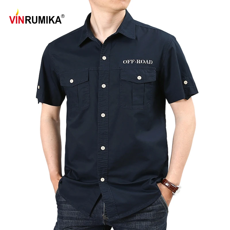 Новый 2021 супер размера плюс Летняя мужская черный синий Повседневная рубашка